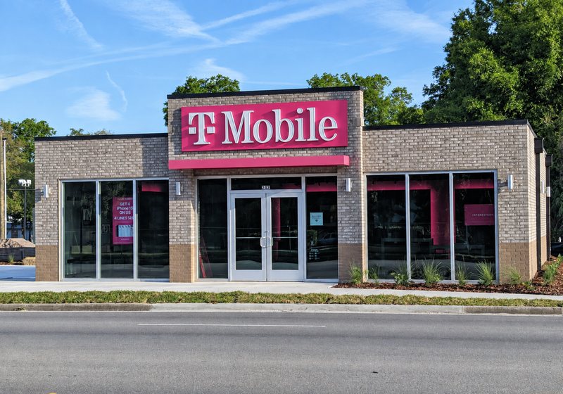 T-Mobile store building on a street corner