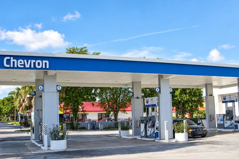 Fuel canopy and pumps at a family-owned gas station