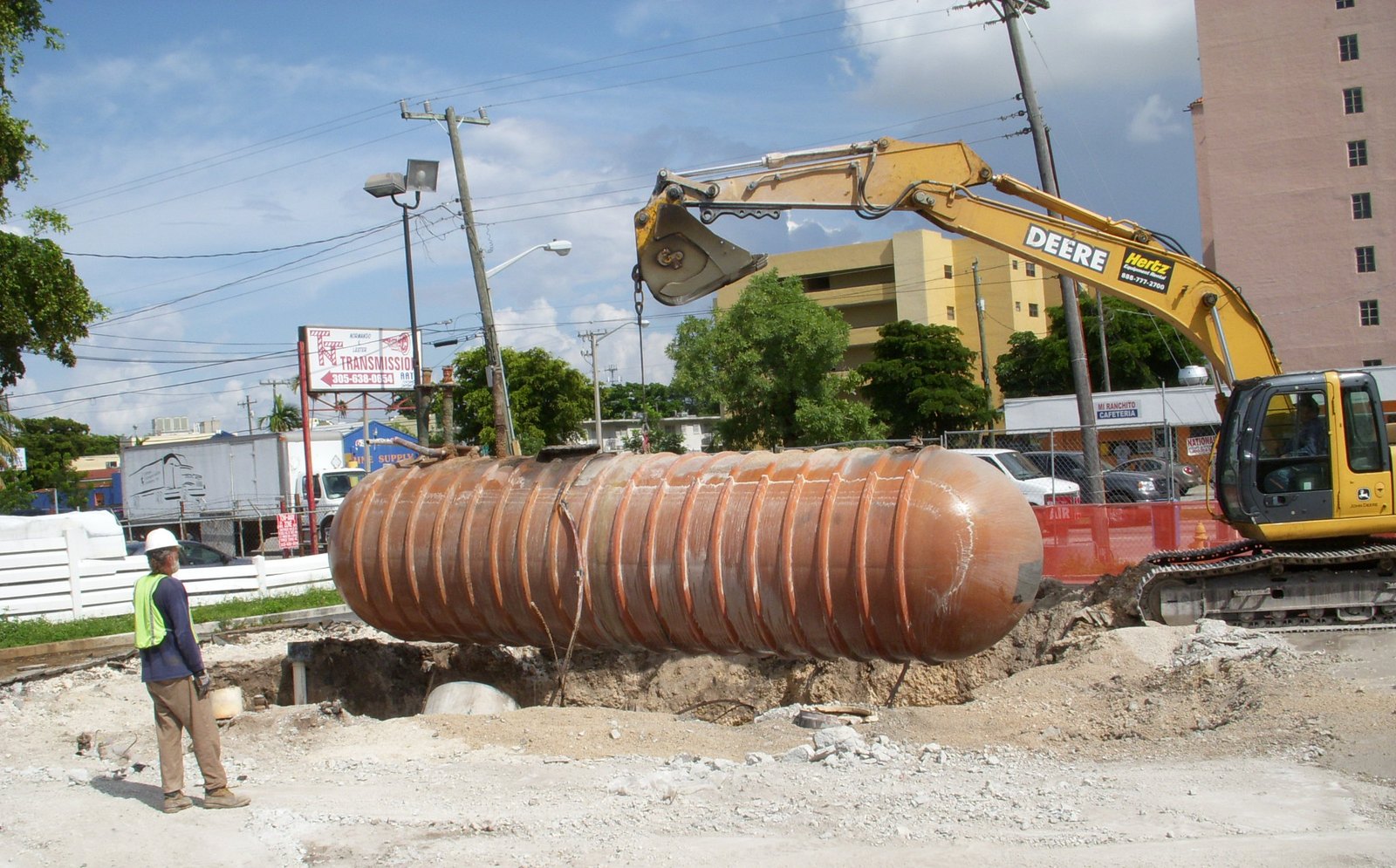 Underground storage tank being removed